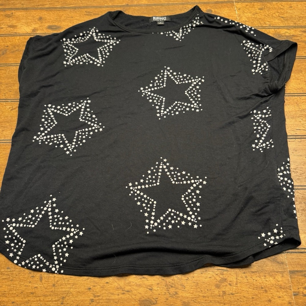 Buffalo David‎ Bitton Black Star Stretch Shirt Size Womens Small S Pullover